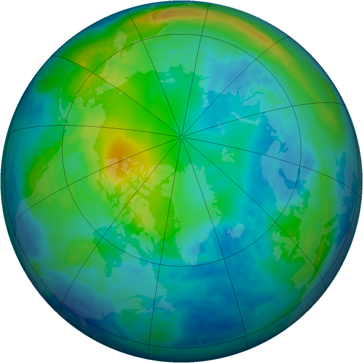 Arctic ozone map for 08 November 2000
